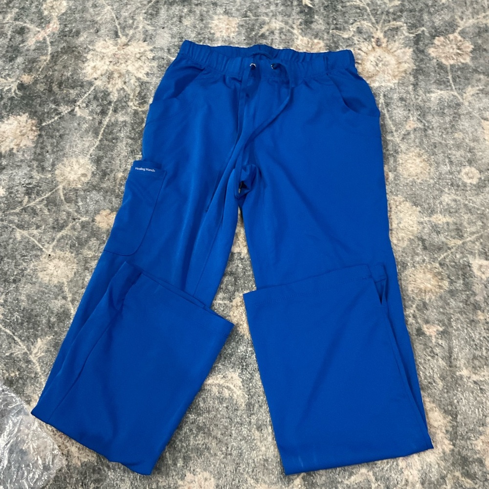 Healing Hands Blue Scrub Pants with Straight Leg Design